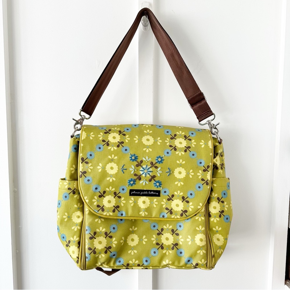 PETUNIA PICKLE BOTTOM green boxy backpack diaper bag - Picture 1 of 7